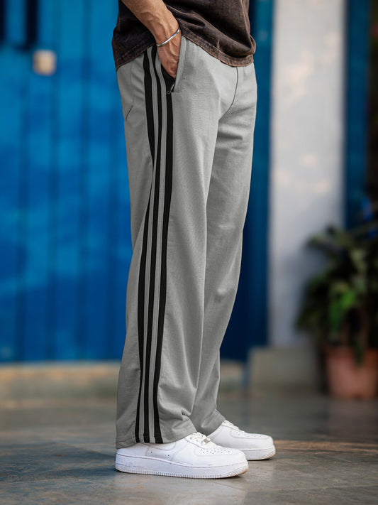Baggy Fit Silver Grey Taped Pant
