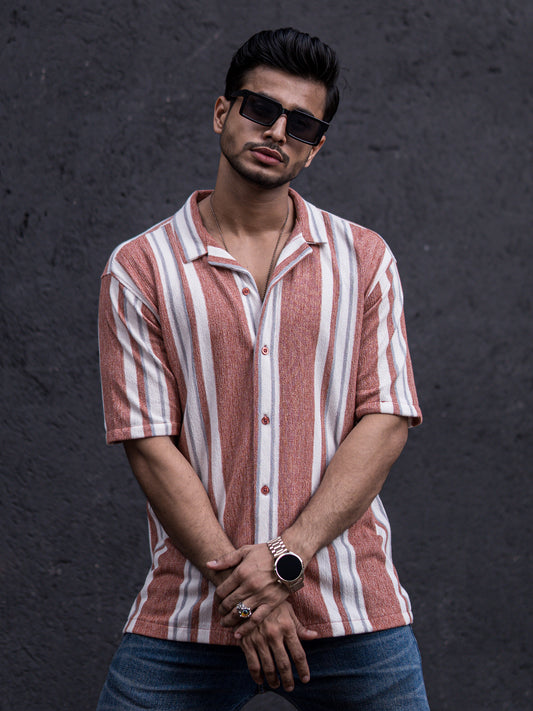 Striped Dark Onion Half Sleeve Shirt