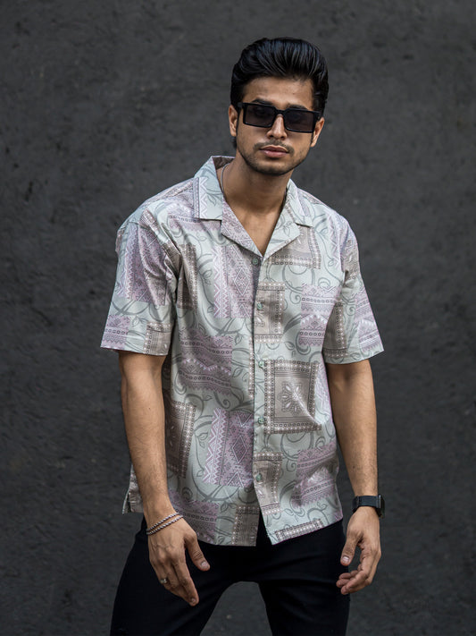 Paisley Hunter Green Half Sleeve Shirt