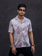 Paisley Oversized Light Grey Half Sleeve Shirt