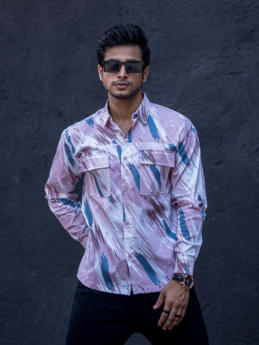 Twill Lycra Pink Full Sleeve Shirt