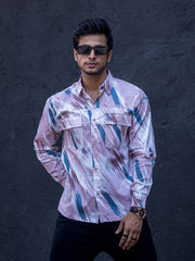 Twill Lycra Pink Full Sleeve Shirt