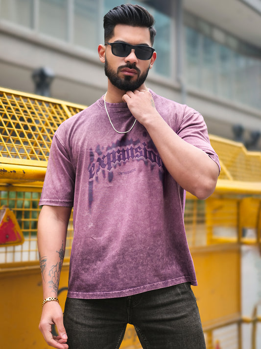 Vintage Acid Wash Purple Half Sleeve T-Shirt