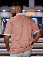 Chicago Pink & White Oversized Half Sleeve Polo T-Shirt