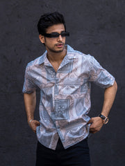 Paisley Light Grey Half Sleeve Shirt