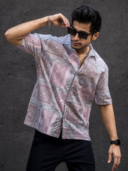 Paisley Light Pink Half Sleeve Shirt