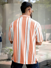 Stripe Brown Half Sleeve Polo T-Shirt