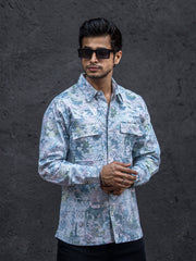 Poly Chromatic Printed Blue Full Sleeve Shirt