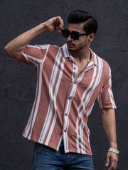 Striped Dark Onion Half Sleeve Shirt
