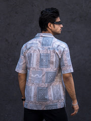 Paisley Light Grey Half Sleeve Shirt