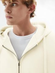 Monochrome Cream Half White Cozy Cut Hoodie Full Sleeve Sweatshirt