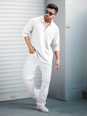 Umbrella White Full Sleeve Polo T-Shirt