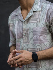 Paisley Hunter Green Half Sleeve Shirt