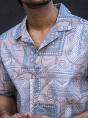 Paisley Light Grey Half Sleeve Shirt