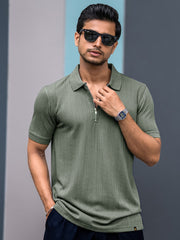 Ozone Dusty Green Half Sleeve Polo T-Shirt
