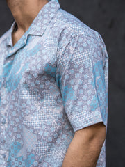 Paisley Oversized Blue Half Sleeve Shirt