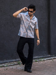 Paisley Light Grey Half Sleeve Shirt