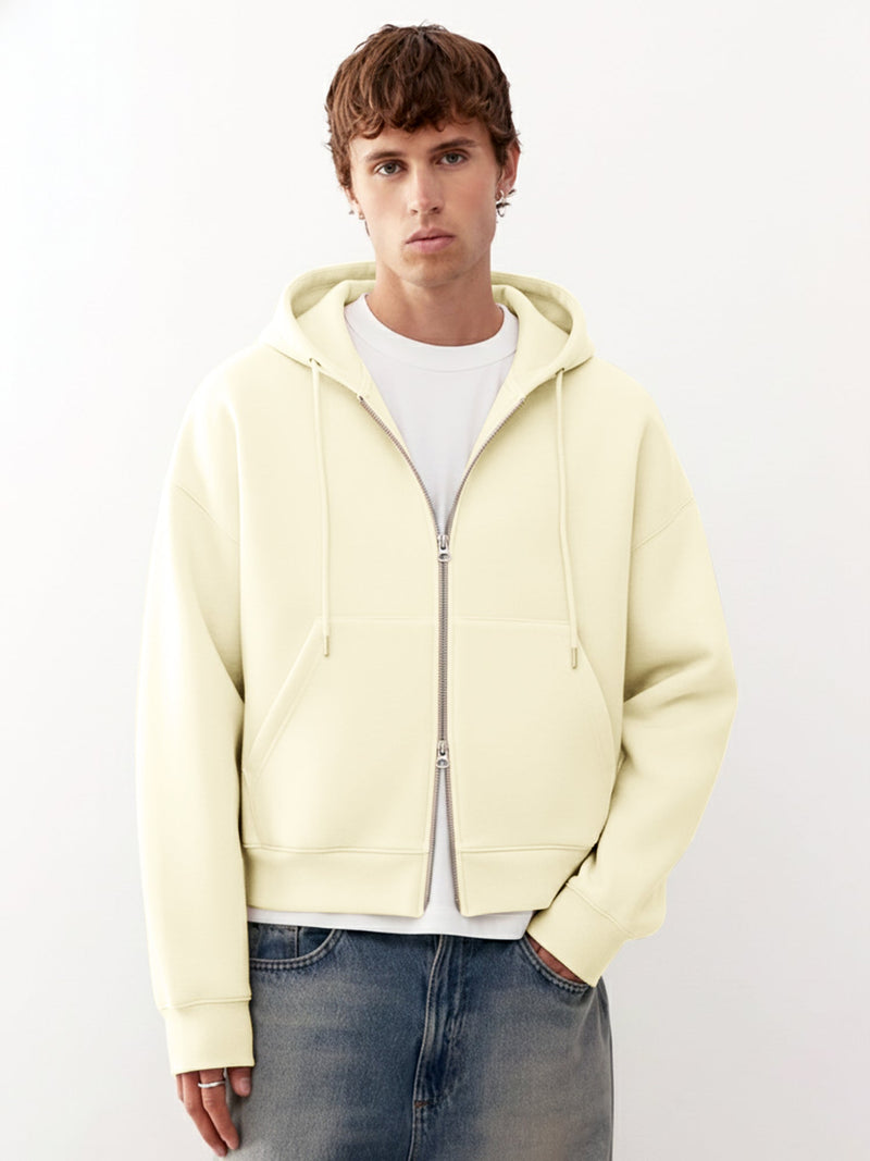 Cream dual zip sweatshirt for men