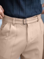Korean Cream Belted Trouser