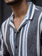Striped Charcoal Grey Half Sleeve Shirt