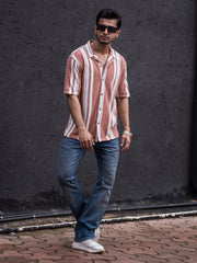 Striped Dark Onion Half Sleeve Shirt