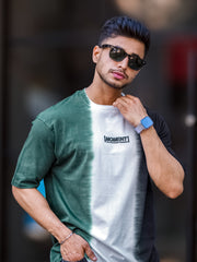 Tie & Dyed Green White Half Sleeve Tshirt