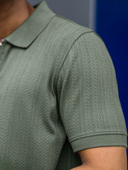 Ozone Dusty Green Half Sleeve Polo T-Shirt