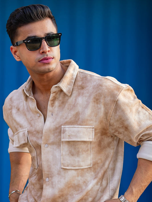 Cord Spray Brown Full Sleeve Shirt