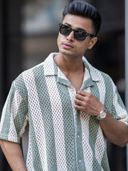 Resort Knit Green Half Sleeve Shirt