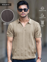 Bohemian Crochet Beige Half Sleeve T-Shirt