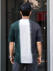 Tie & Dyed Green White Half Sleeve Tshirt