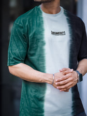 Tie & Dyed Green White Half Sleeve Tshirt