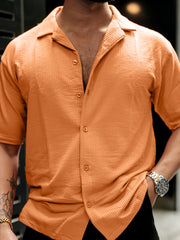 Elliot Knit Orange Lycra Half Sleeve Shirt