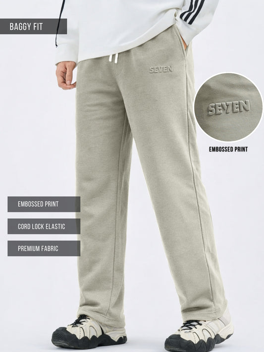 Grey Embossed Baggy Fit Trackpant