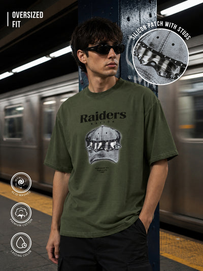 AcidWash Raider Olive Half Sleeve T-Shirt