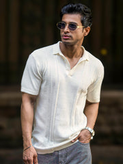 Snowpeak Half White Half Sleeve Polo T-Shirt