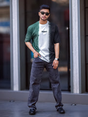 Tie & Dyed Green White Half Sleeve Tshirt