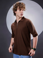 DropKnit Brown Polo Half Sleeve T-Shirt