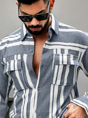 Striped Black Full Sleeve Full Sleeve Shirt