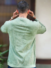 Rugged Acid Wash Hunter Green Full Sleeve Sweatshirt