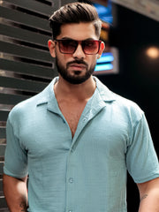 Elliot Knit Lite Blue Lycra Half Sleeve Shirt