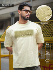 Madness Embroidery Cream Half Sleeve T-Shirt