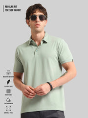 Basic Plain Light Green Half Sleeve Polo T-Shirt
