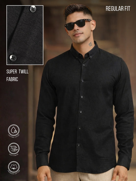 Super Twill Black Full Sleeve Shirt