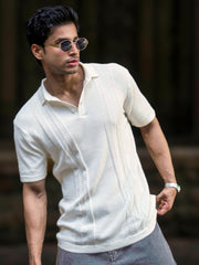 Snowpeak Half White Half Sleeve Polo T-Shirt