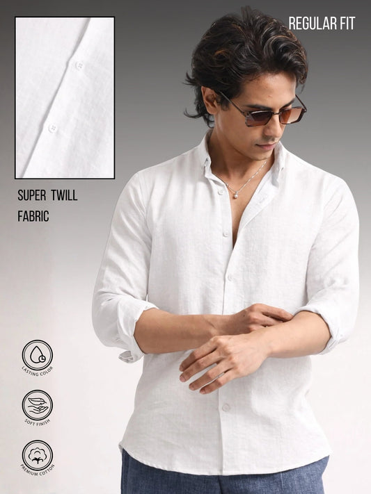 Super Twill White Full Sleeve Shirt