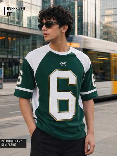 Colorblock Bottle Green Half Sleeve T-Shirt