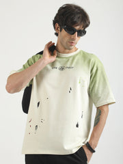 Life Fully Green, Cream Half Sleeve T-Shirt