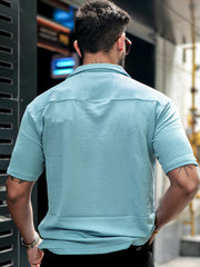Elliot Knit Lite Blue Lycra Half Sleeve Shirt
