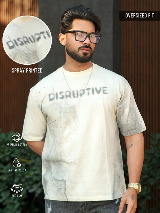 Disruptive Spray Cream Half Sleeve T-Shirt